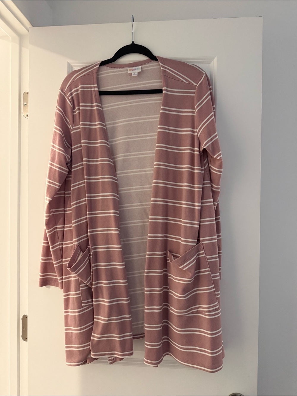 LuLaRoe Mauve Pink Striped Open-Front Cardigan